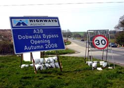 Highways information sign at Moorswater