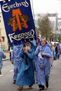 Gorseth kernow procession in Fore Street Saltash