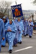 Gorseth kernow procession in Fore Street Saltash