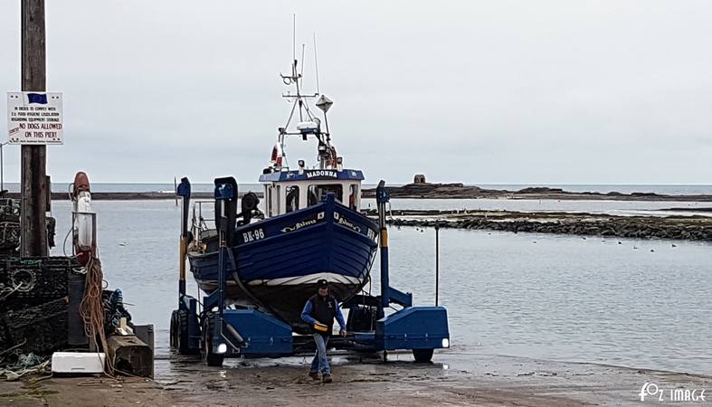 27 March 2017 - Seahouses boat lift © Ian Foster / fozimage